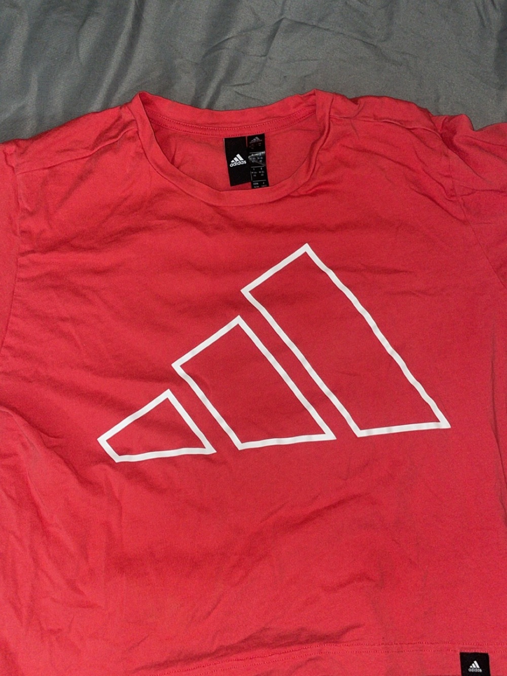 adidas Red Tee with White Outline Logo